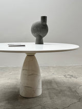 PETER DRAENERT „FINALE 1790“ WHITE LASS MARBLE DINING TABLE ROUND 140cm, GERMANY 1970s