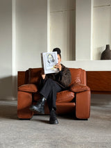 SET OF 2 „THERA“ ARMCHAIRS BY AMMANNATI & VITELLI FOR BRUNATI IN COGNAC LEATHER, ITALY 1980s