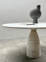 PETER DRAENERT „FINALE 1790“ WHITE LASS MARBLE DINING TABLE ROUND 140cm, GERMANY 1970s