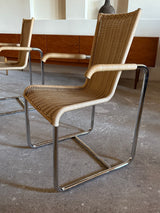 SET OF 2 TECTA D20 RATTAN TUBULAR STEEL CANTILEVER CHAIRS, GERMANY 1980s