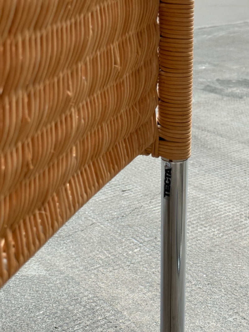 WILLIAM DUNKEL FOR TECTA „D44“ KRAGSTUHL CANTILEVER ARMCHAIRS RATTAN CHROME, GERMANY 1960s
