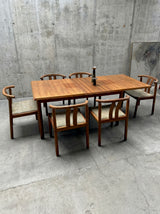 HANS J. FRYDENDAL FOR BOLTINGE STØLEFABRIK TEAKWOOD DINING TABLE & 6 CHAIRS, DENMARK 1970s