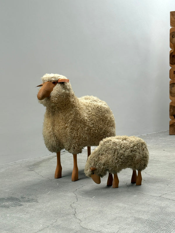 HANNS-PETER KRAFFT FOR MEIER SHEEP, WOOD GENUINE SHEEPSKIN, GERMANY 1970s
