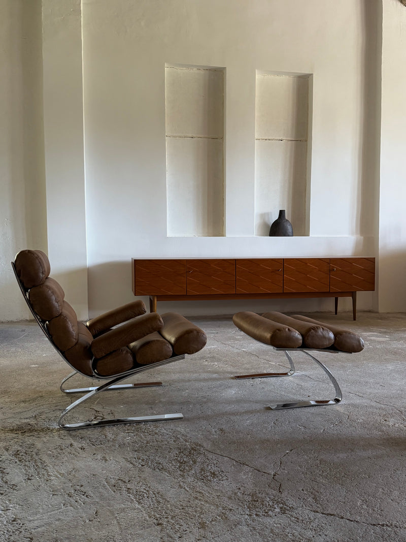 COR SINUS CANTILEVER LOUNGE CHAIR LEATHER CHROME PLATED STEEL, GERMANY 1970s