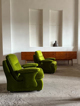 GREEN VELVET FUTURISM SPACE AGE ARMCHAIRS, GERMANY 1970s