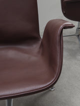 FABRICIUS & KASTHOLM FOR KNOLL ‚FK LOUNGE CHAIR 6725‘ LEATHER ALUMINIUM SWIVEL ARMCHAIR