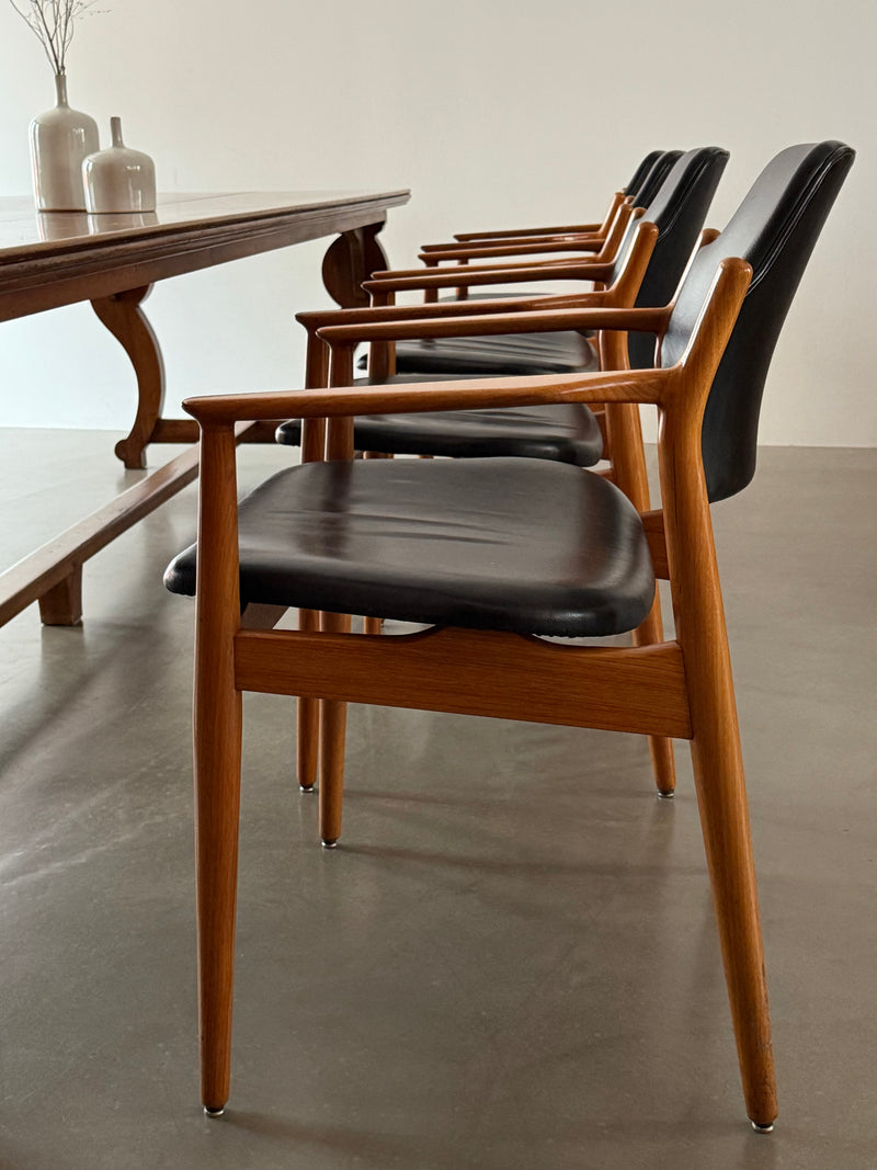 ARNE VODDER FOR SIBAST MØBLER TEAK LEATHER ARMCHAIRS „62A“, DENMARK 1960S