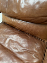 ROLF BENZ ‚RB5200’ ARMCHAIR & SOFA SET OAK WOOD BROWN LEATHER, GERMANY 1970s