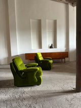 GREEN VELVET FUTURISM SPACE AGE ARMCHAIRS, GERMANY 1970s