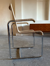 SET OF 2 TECTA D20 RATTAN TUBULAR STEEL CANTILEVER CHAIRS, GERMANY 1980s