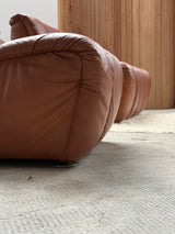 CARL STRAUB SECTIONAL MODULAR LOUNGE SEATING GROUP EASY CHAIR & SOFA LEATHER, GERMANY 1970s