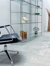 POUL CADOVIUS FOR ROYAL SYSTEM „ABSTRACTA“ MODULAR SHELF CHROME GLASS, DENMARK 1960S