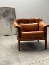 SET OF 2 SVEN ELLEKAER FOR COJA ARMCHAIRS LEATHER WOOD, NETHERLANDS 1960s