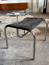 HANS EICHENBERGER FOR STRÄSSLE LOUNGE ARMCHAIR & STOOL LEATHER, SWITZERLAND 1970s