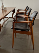 ARNE VODDER FOR SIBAST MØBLER TEAK LEATHER ARMCHAIRS „62A“, DENMARK 1960S