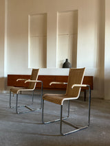 SET OF 2 TECTA D20 RATTAN TUBULAR STEEL CANTILEVER CHAIRS, GERMANY 1980s