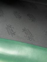 DE SEDE GREEN LEATHER ART DECO ROCKABILLY SOFA, SWITZERLAND 1970s