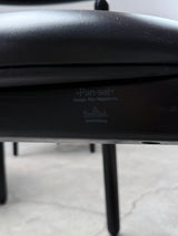 4 VICO MAGISTRETTI „PAN“ CHAIRS FOR ROSENTHAL ASH WOOD & BLACK LEATHER, 1980s