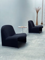 Giancarlo Piretti für Anonima Castelli „Alky“ Lounge Chairs Sessel schwarz Webstoff Italien 1970er Jahre