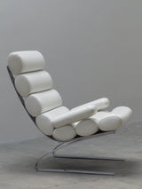 COR ‚SINUS‘ CANTILEVER LOUNGE CHAIR WHITE LEATHER CHROMED PLATED STEEL, GERMANY 1970s