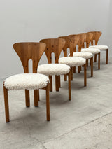 NIELS KOEFOED DINING TABLE & 6 CHAIRS PINE SHEEP, DENMARK 1980s