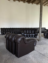 DE SEDE DS-600 „TATZELWURM“ / „SNAKE“ SECTIONAL SOFA MOCHA BROWN LEATHER, SWITZERLAND 1980s