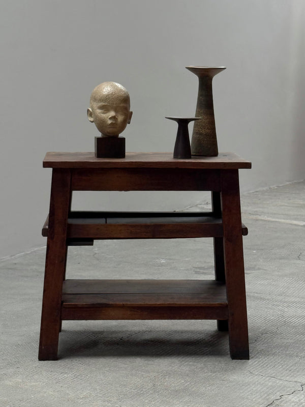 HEAD STATUE PLASTER ON WOODEN BASE PATINATED, GERMANY 1930s