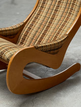 CASALA MIDCENTURY ROCKING CHAIR BEECH WOOD BOUCLÉ, GERMANY 1960s