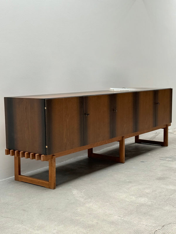 MIDCENTURY BOG OAK SIDEBOARD WITH 4 DOORS AND HIDDEN DRAWERS, 1960s