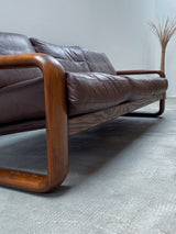 BURKHARD VOGTHERR FOR ROSENTHAL STUDIOLINE „HOMBRE“ ARMCHAIR & 3-SEATER SOFA ASH WOOD LEATHER, GERMANY 1970s