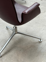 FABRICIUS & KASTHOLM FOR KNOLL FK LOUNGE CHAIR 6727-3G LEATHER ALUMINIUM SWIVEL ARMCHAIR