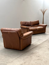 ROCHE BOBOIS ARMCHAIR & SOFA SET BUFFALO LEATHER, FRANCE 1970s