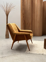 WILHELM KNOLL FOR CASSINA „MODEL 854“ ARMCHAIRS GOLDEN CORDUROY, ITALY 1950s
