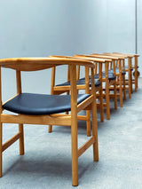 6x Hans Wegner „PP-203“ First Chair Esche & Wenge Holz Leder Schwarz Esszimmer Stühle