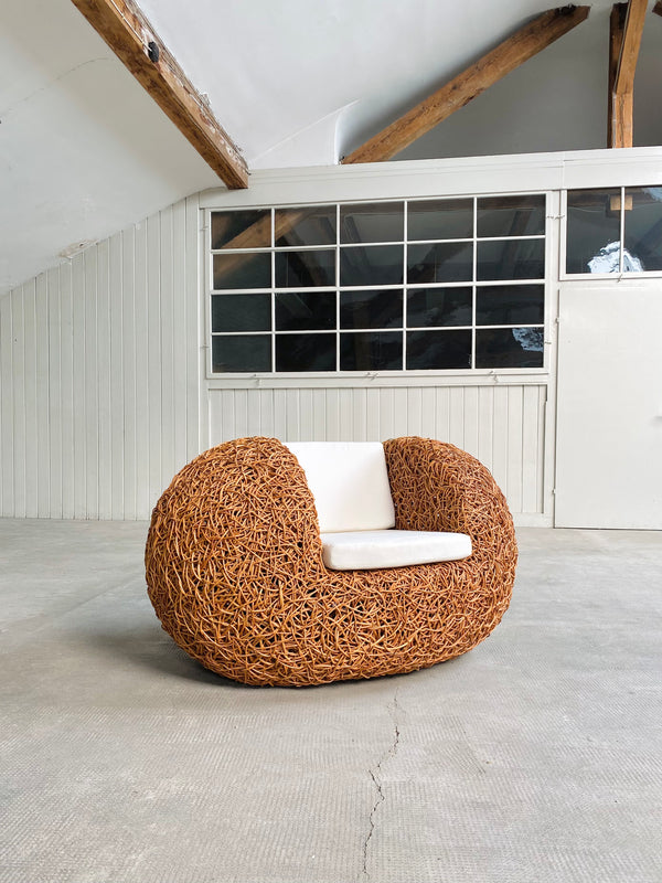 Rattan Geflecht Ei Egg Nest Vintage Lounge Chair
