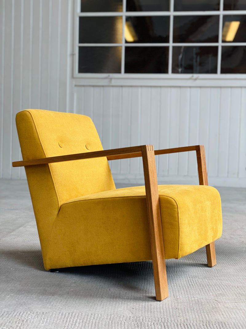 Vintage Lounge Sessel Gelb Mit Eiche Gestell
