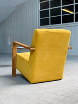 Vintage Lounge Sessel Gelb Mit Eiche Gestell