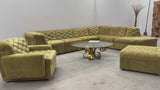 LAAUSER SECTIONAL SOFA ARMCHAIR GREEN VELVET, GERMANY 1970S