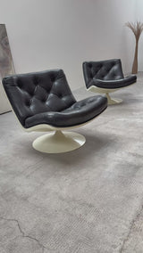 GEOFFREY HARCOURT F976 SPACE AGE TULIP SWIVEL CHAIRS LEATHER, NETHERLANDS 1970s