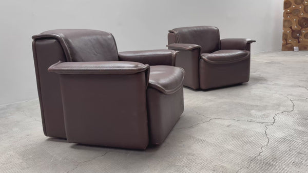 SET OF 2 DE SEDE DS-12 ARMCHAIRS BUFFALO LEATHER BROWN, SWITZERLAND 1970s