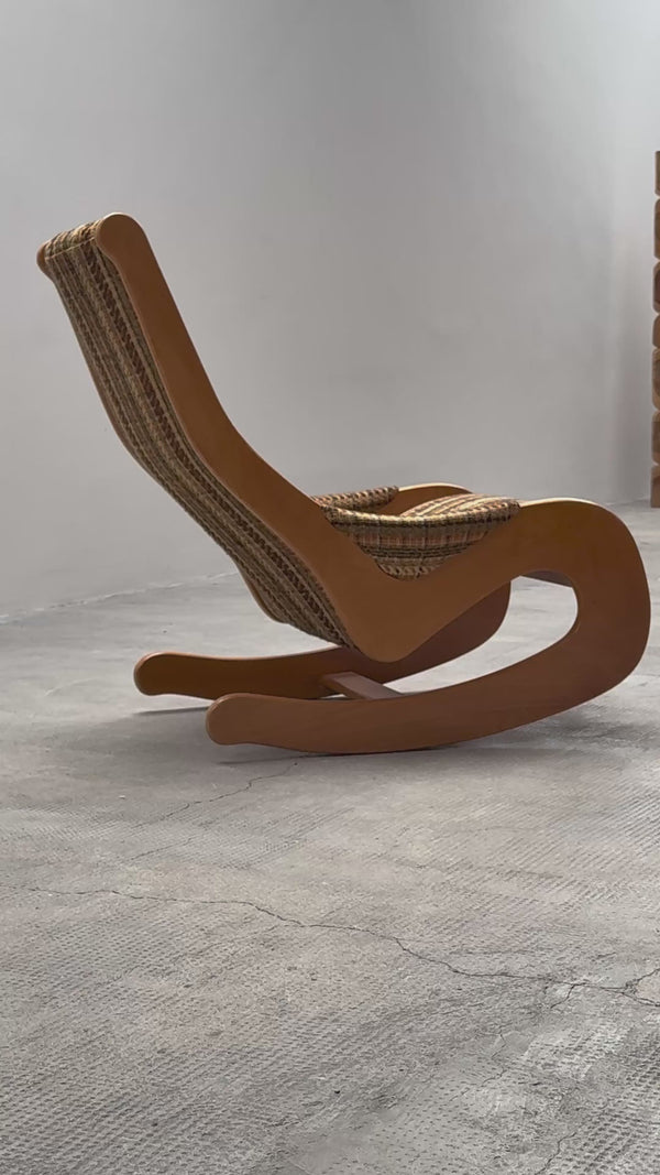 CASALA MIDCENTURY ROCKING CHAIR BEECH WOOD BOUCLÉ, GERMANY 1960s