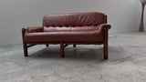BRAZILIAN 2-SEATER SOFA LEATHER OAK, 1970S
