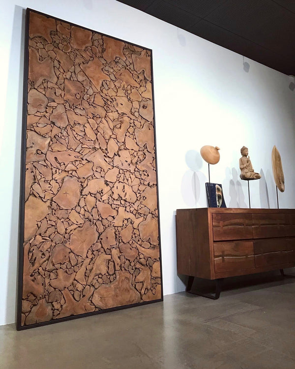 XXL TEAK WOOD WALL ART CARVING RELIEF 248cm