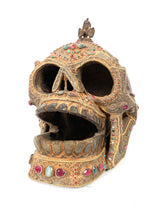 Tibet Kapala Zeremonieller Jade Kopf Totenkopf Skull Mit Edelsteinen