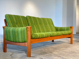 Arne Vodder For Cado Denmark Midcentury 3 Seater / Sofa Armchair / Easy Chair And Coffeetable In Teak Wood And Green Fabric