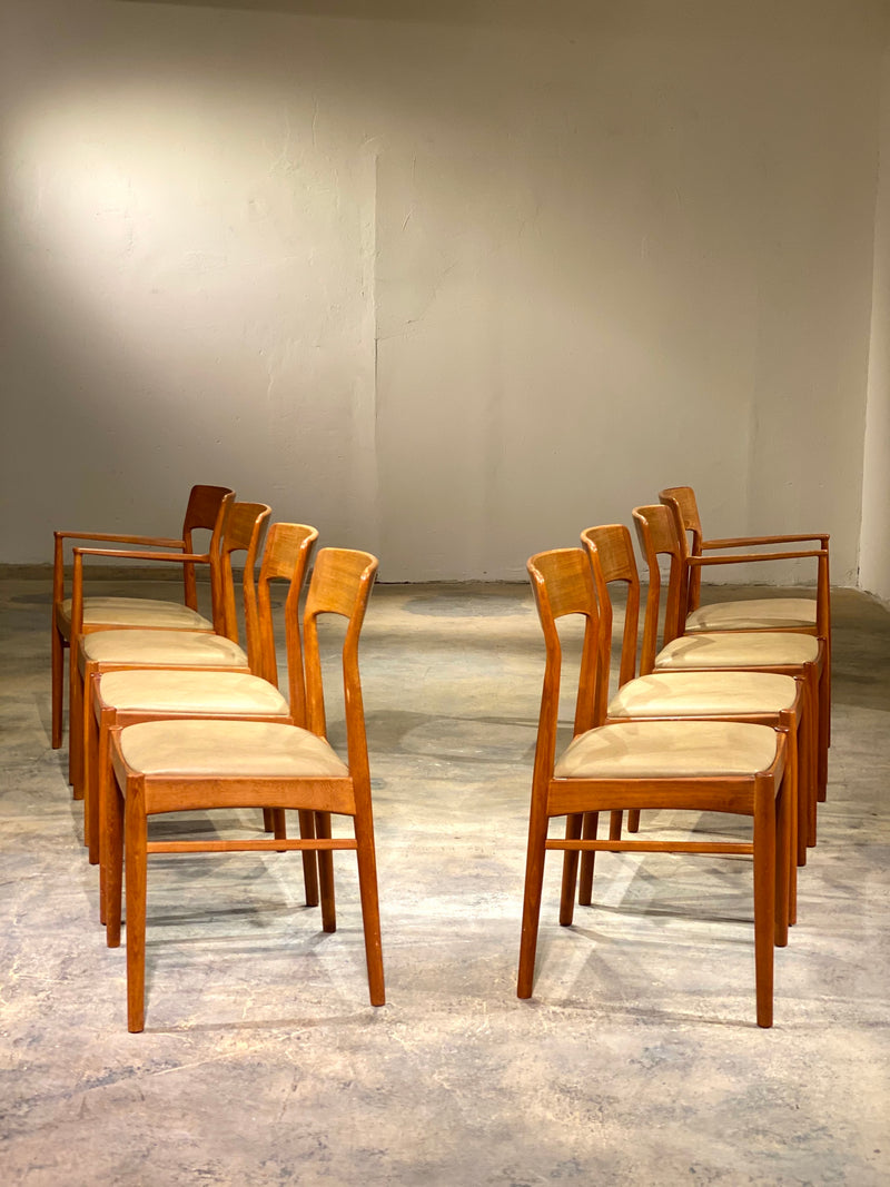 8er Set Kai Kristiansen für K.S. Møbler Danish Mid-Century Teak Esszimmer Stühle Dining Chairs