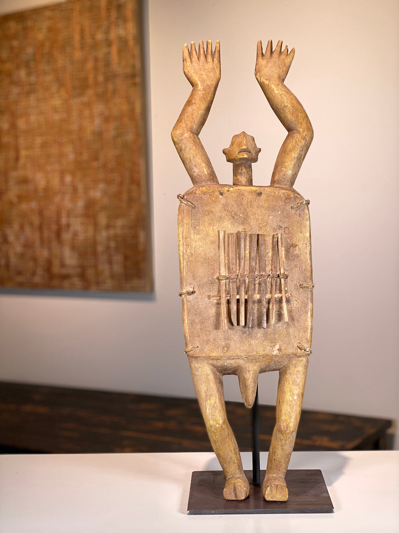 Mbira / Sanza Lamellophon Figur Skulptur Zaire Afrika Bambus Holz