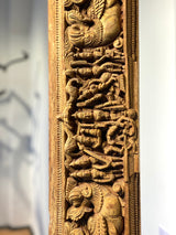Indien Krishna Holz Relief Schnitzerei Gemälde 140cn