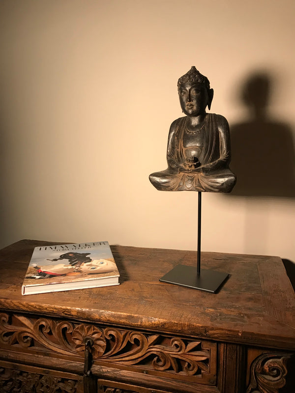 Shakyamuni Buddha Dyhana Mudra Figur Hart Holz Skulptur Schwebend