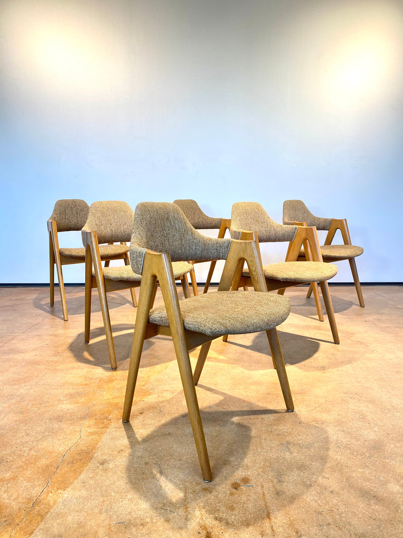Kai Kristiansen Kompass Dining Chairs Esszimmer Stühle Eiche 1960er